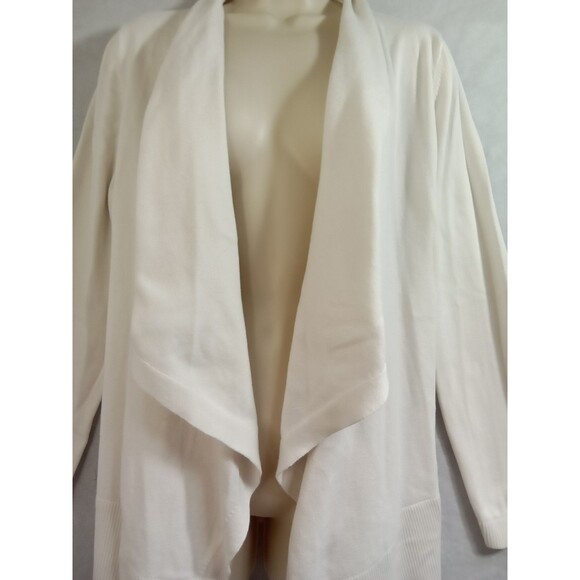 Lands End Women Large Open Front Cardigan White - Picture 5 of 11